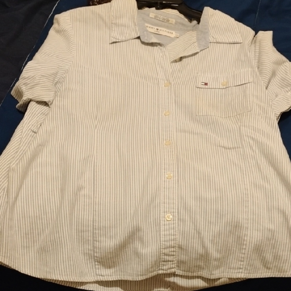 Tommy Hilfiger Blue and White Striped Blouse - Picture 1 of 1